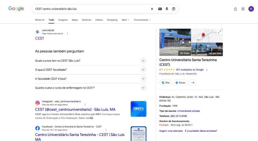 Busca pelo nome do CEST no Google